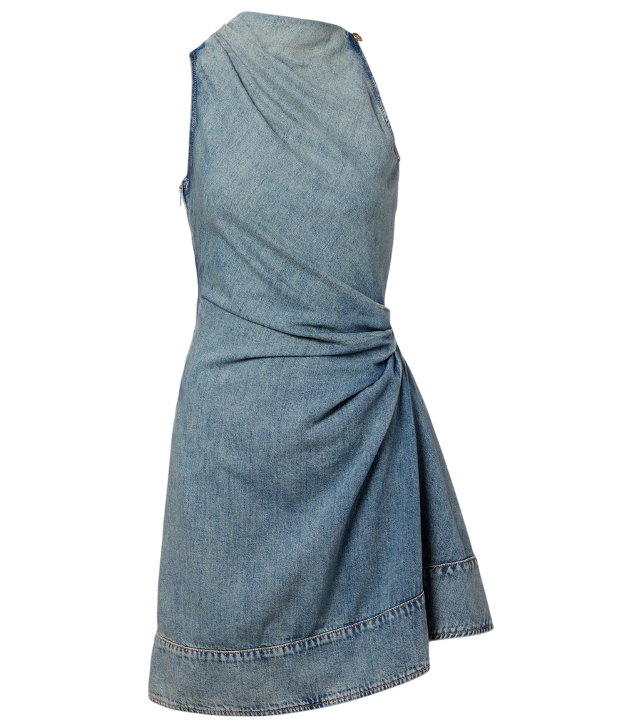 Mini-robe drapée en denim McQueen