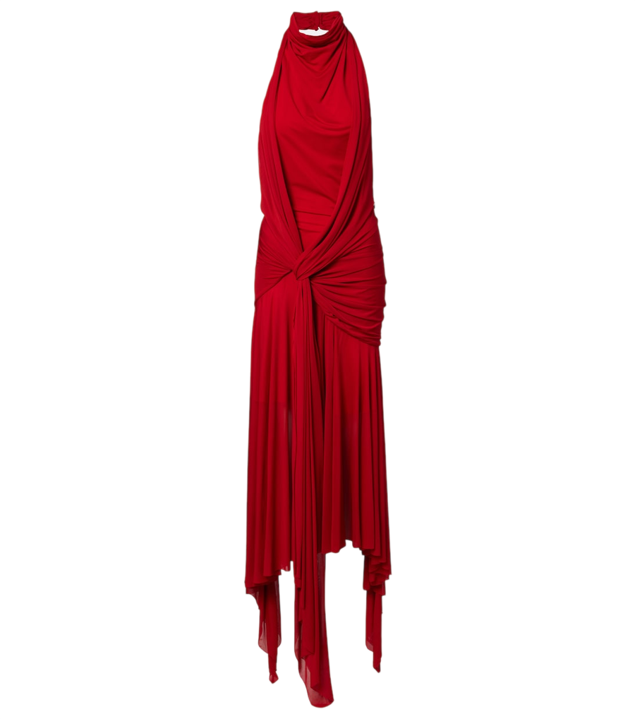 McQueen Draped halterneck jersey maxi dress