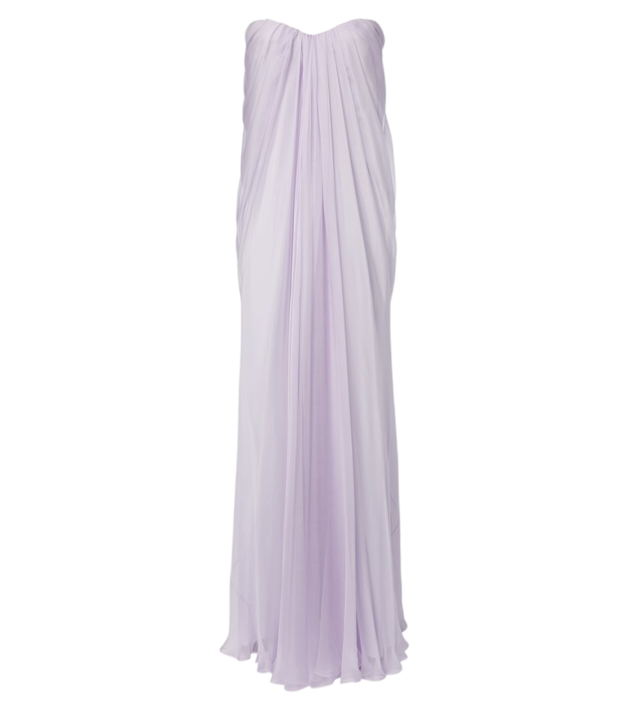 Robe bustier drapée en mousseline de soie McQueen