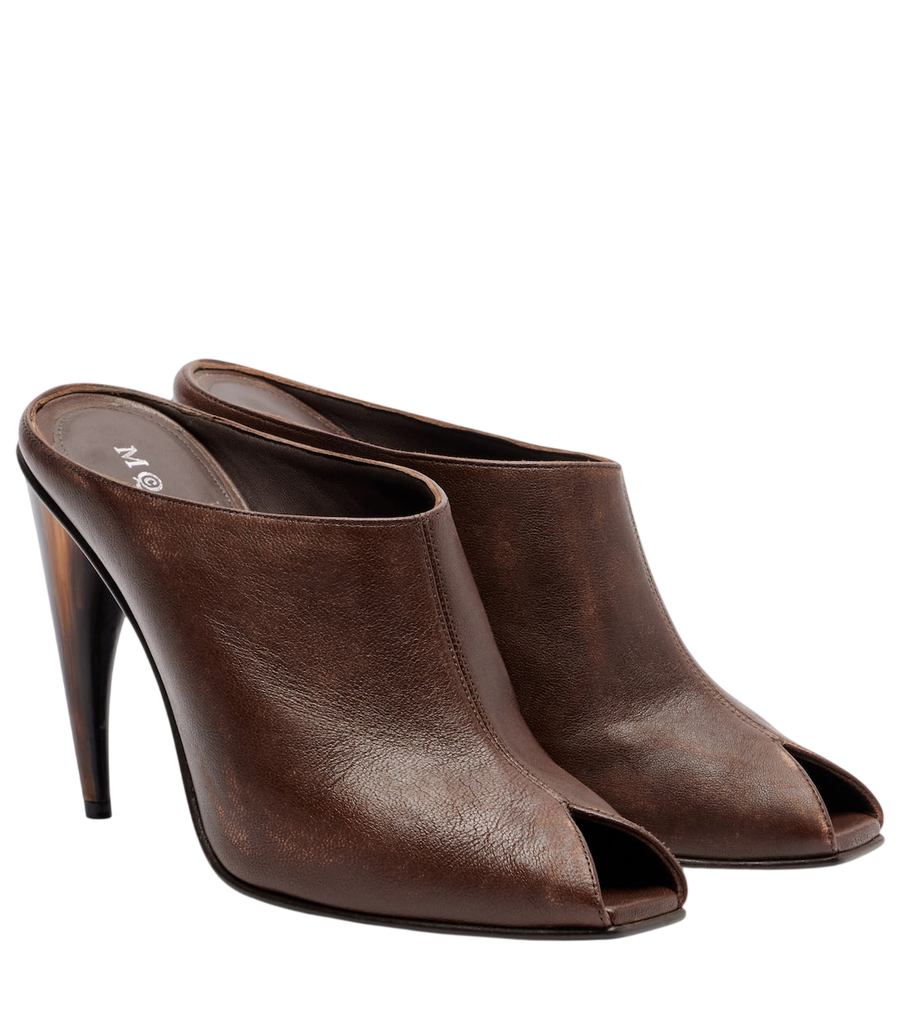 McQueen Horn leather mules