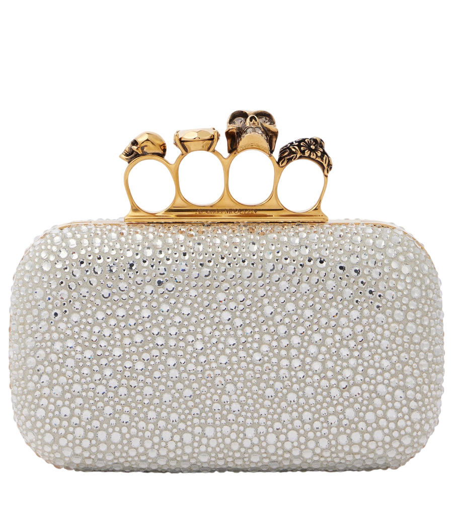 McQueen Knuckle embellished leather clutch