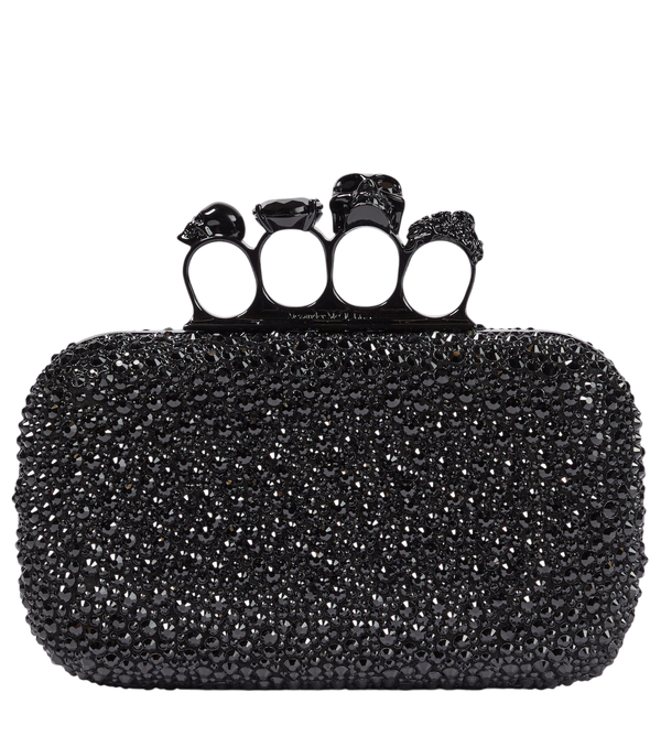 McQueen Knuckle embellished leather clutch