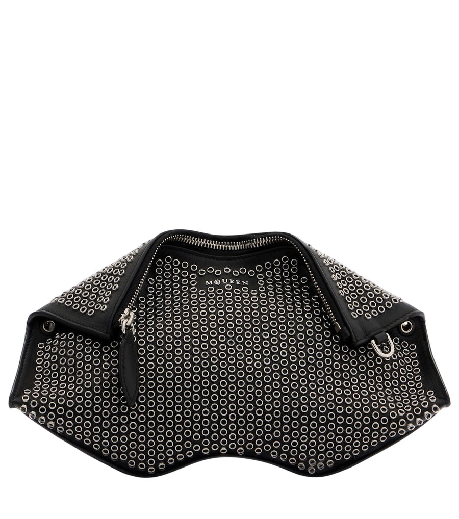 McQueen Manta embellished leather clutch