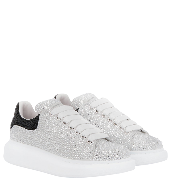 McQueen Oversized embellished leather sneakers
