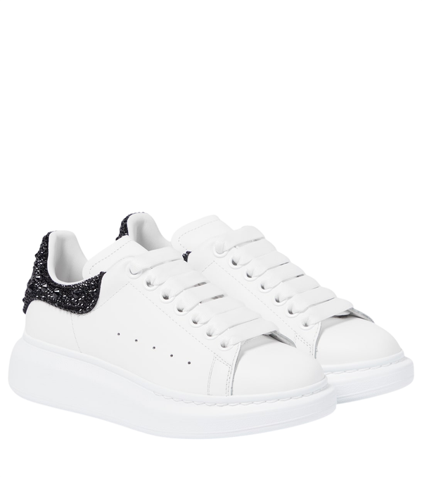 McQueen Oversized embellished leather sneakers