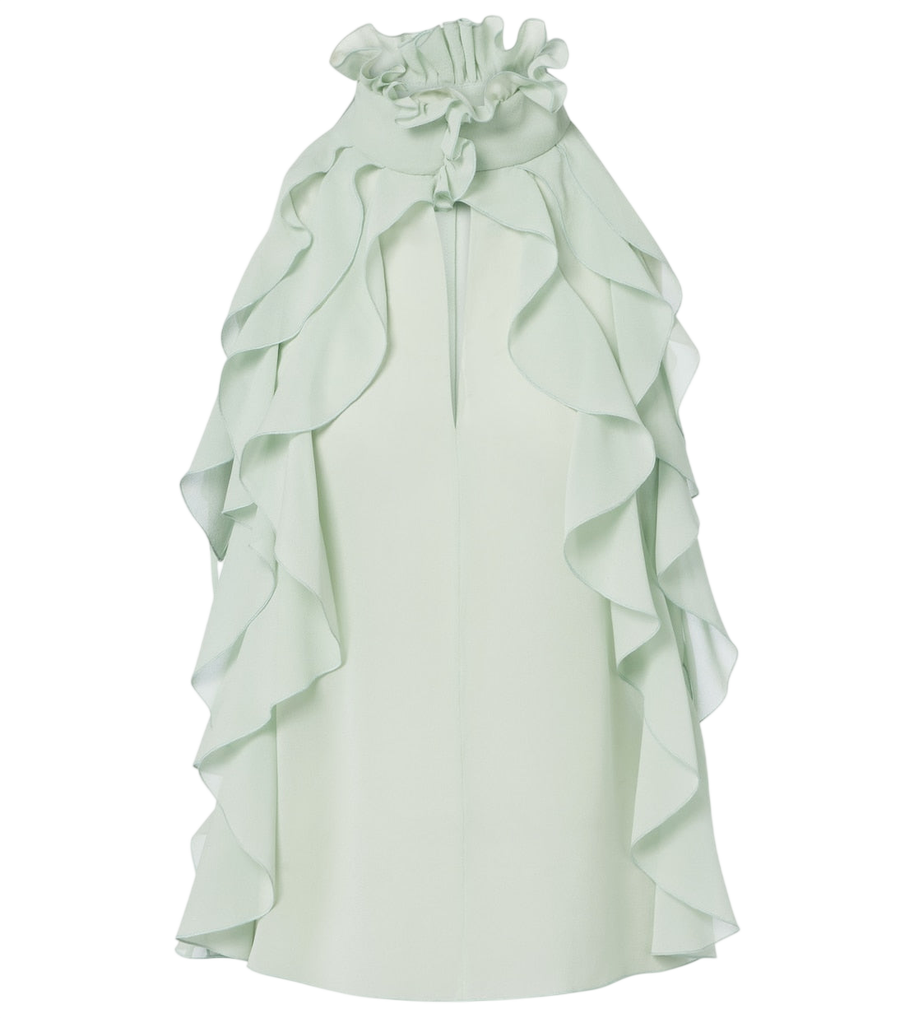 McQueen Ruffled silk chiffon top