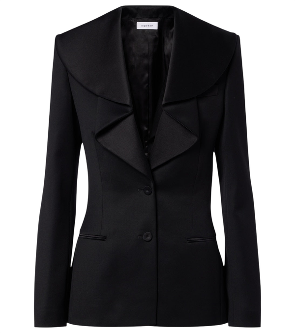 McQueen Satin-trimmed wool barathea blazer