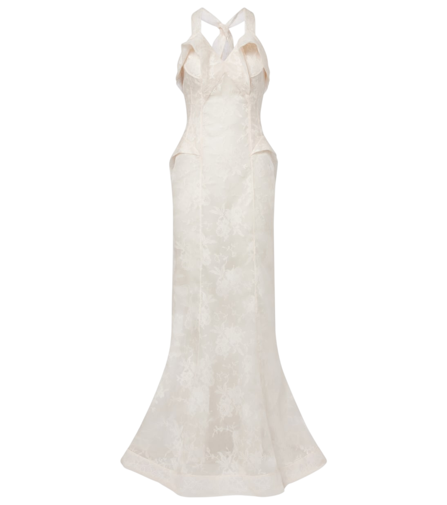 Robe McQueen en dentelle de soie transparente