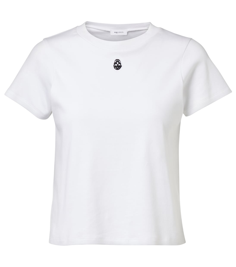 McQueen Skull cropped cotton jersey T-shirt