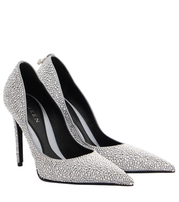 McQueen Skull studded satin pumps