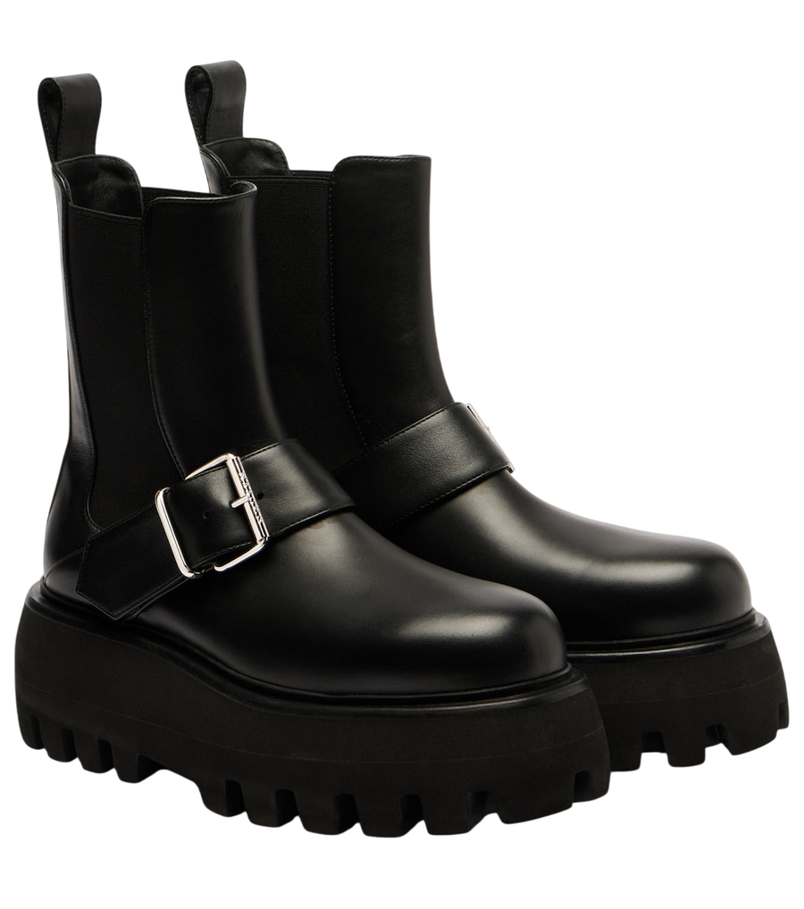 McQueen Sofa Buckle leather ankle boots