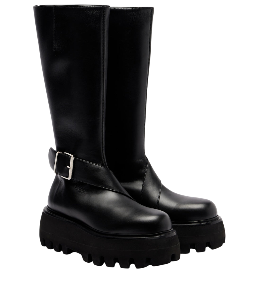 McQueen Sofa Buckle leather knee-high boots