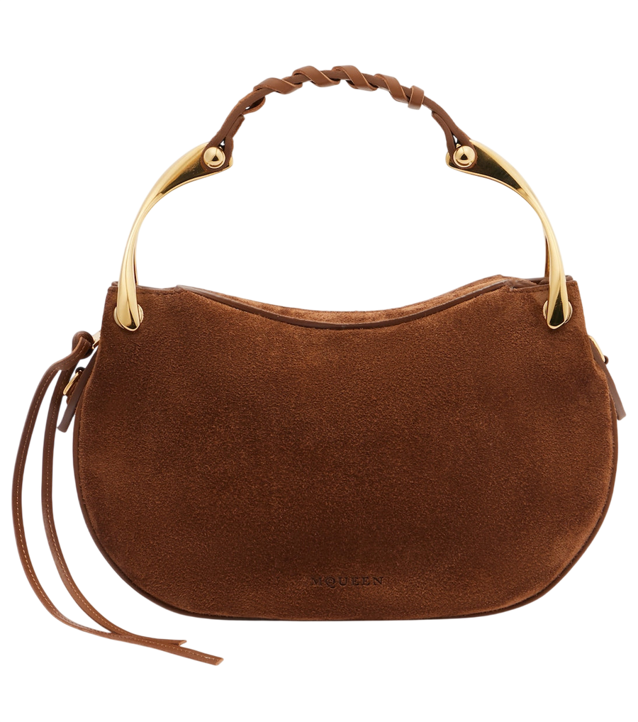McQueen Wishbone Mini suede top-handle bag