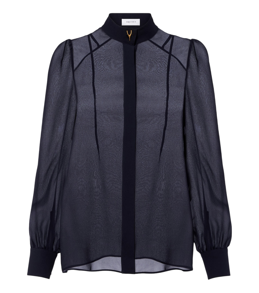 Camisa de georgette de seda Wishbone de McQueen