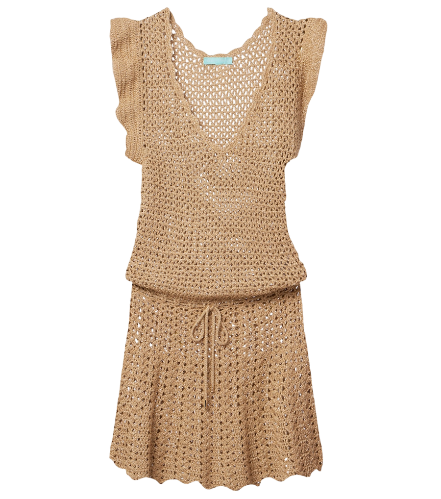 Melissa Odabash Annalise crochet lamé minidress