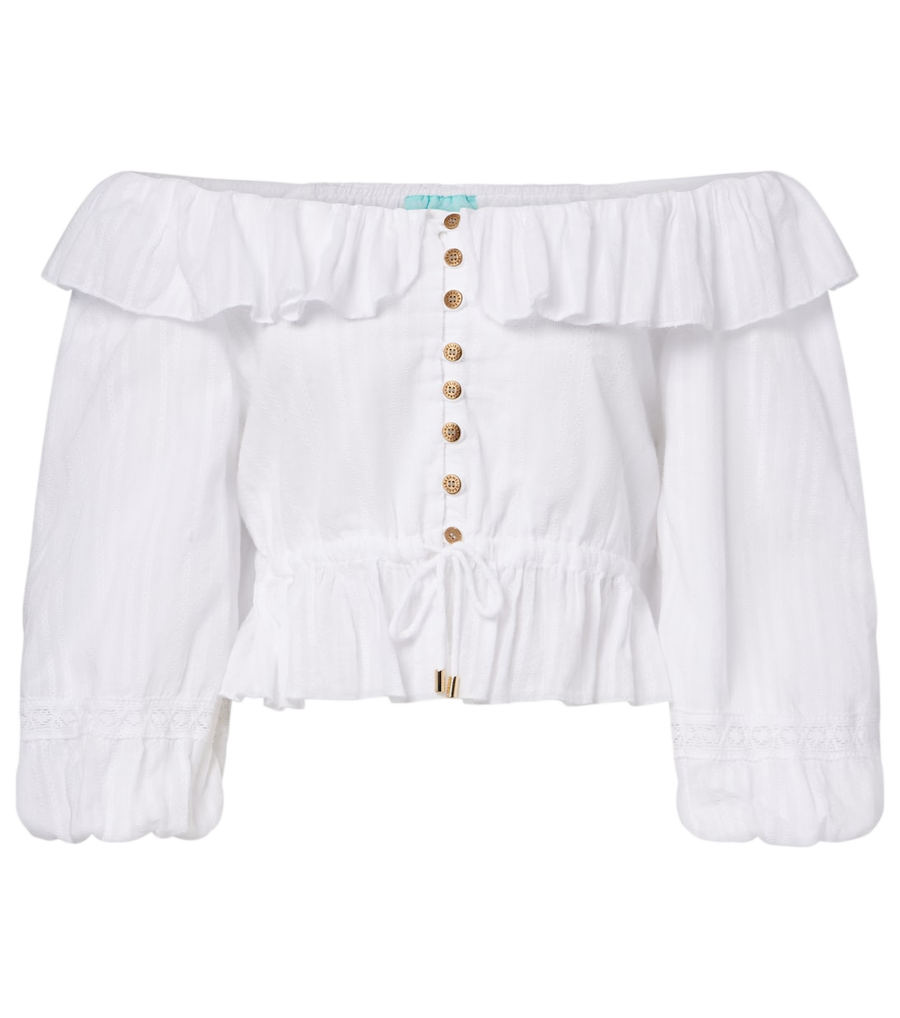 Blusa Melissa Odabash Corrine de popelina de algodón con hombros descubiertos