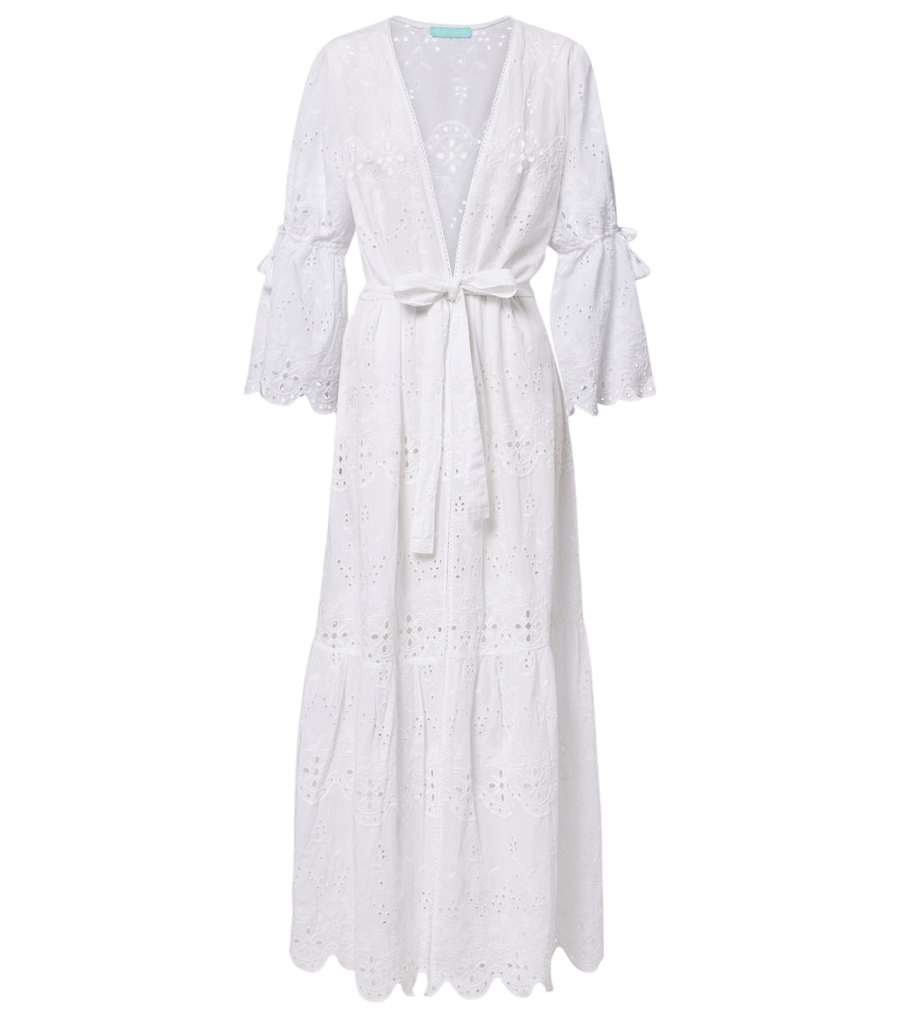 Melissa Odabash Talitha broderie anglaise belted cotton kaftan