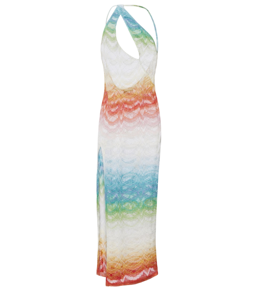 Missoni Asymmetric lamé maxi dress