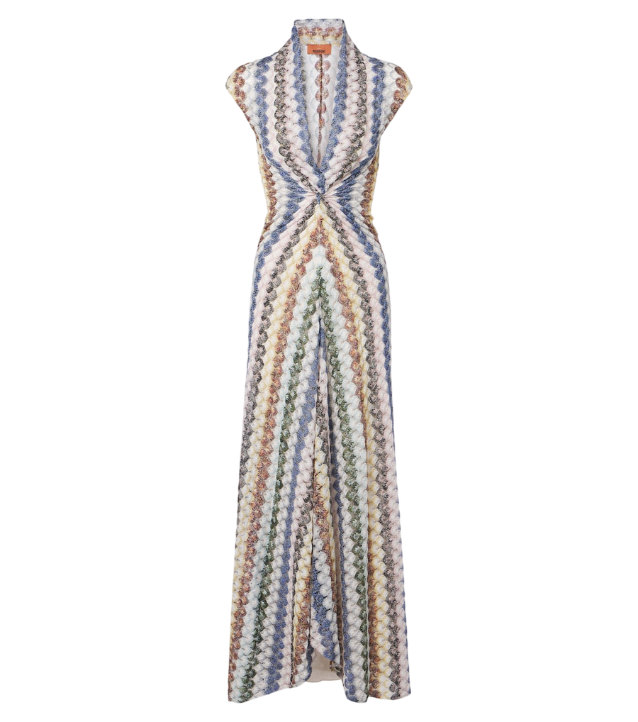 Robe longue Missoni en lamé froncé