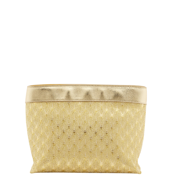 Mini neceser de lamé con ribetes de piel Missoni