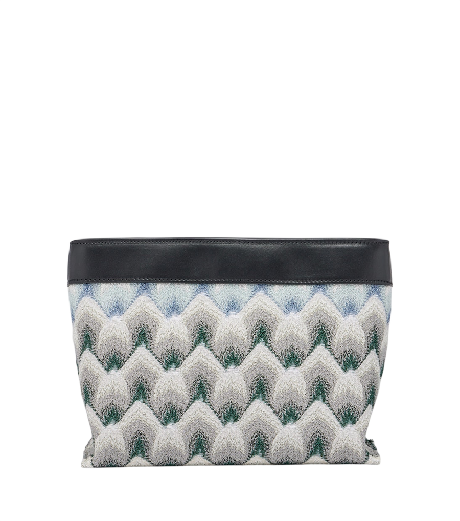 Mini neceser de lamé con ribetes de piel Missoni