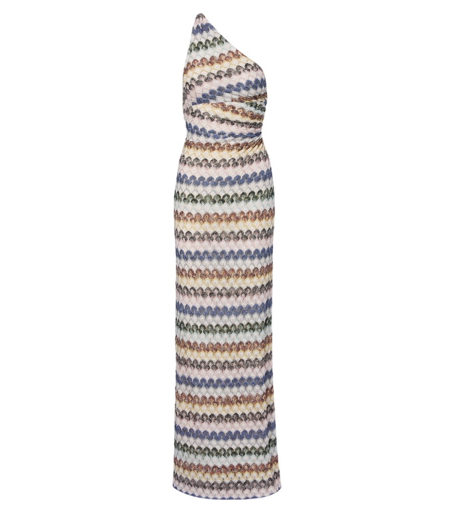 Missoni One-shoulder lamé gown