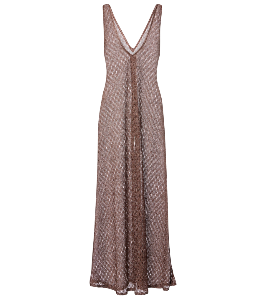 Missoni Open-knit lamé maxi dress