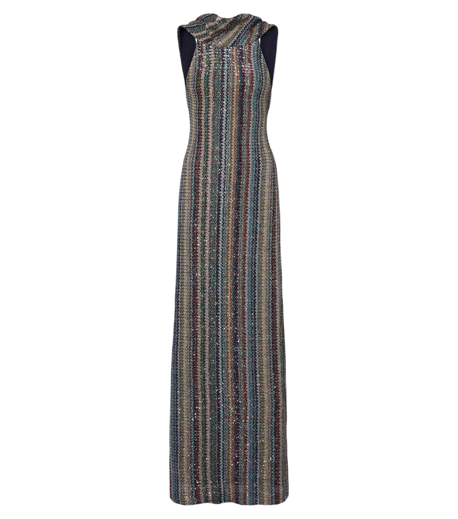 Maxi-robe en maille lamé rayée à sequins Missoni