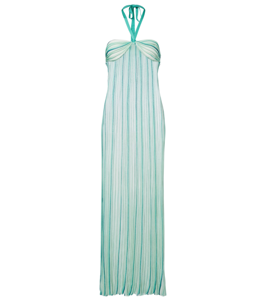 Maxivestido de cuello halter a rayas de Missoni