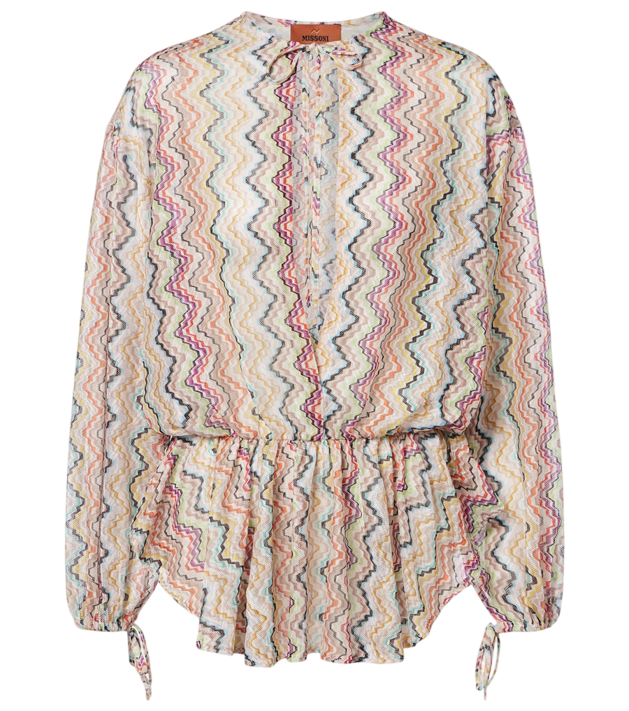 Blusa fruncida con cortes zigzag de Missoni