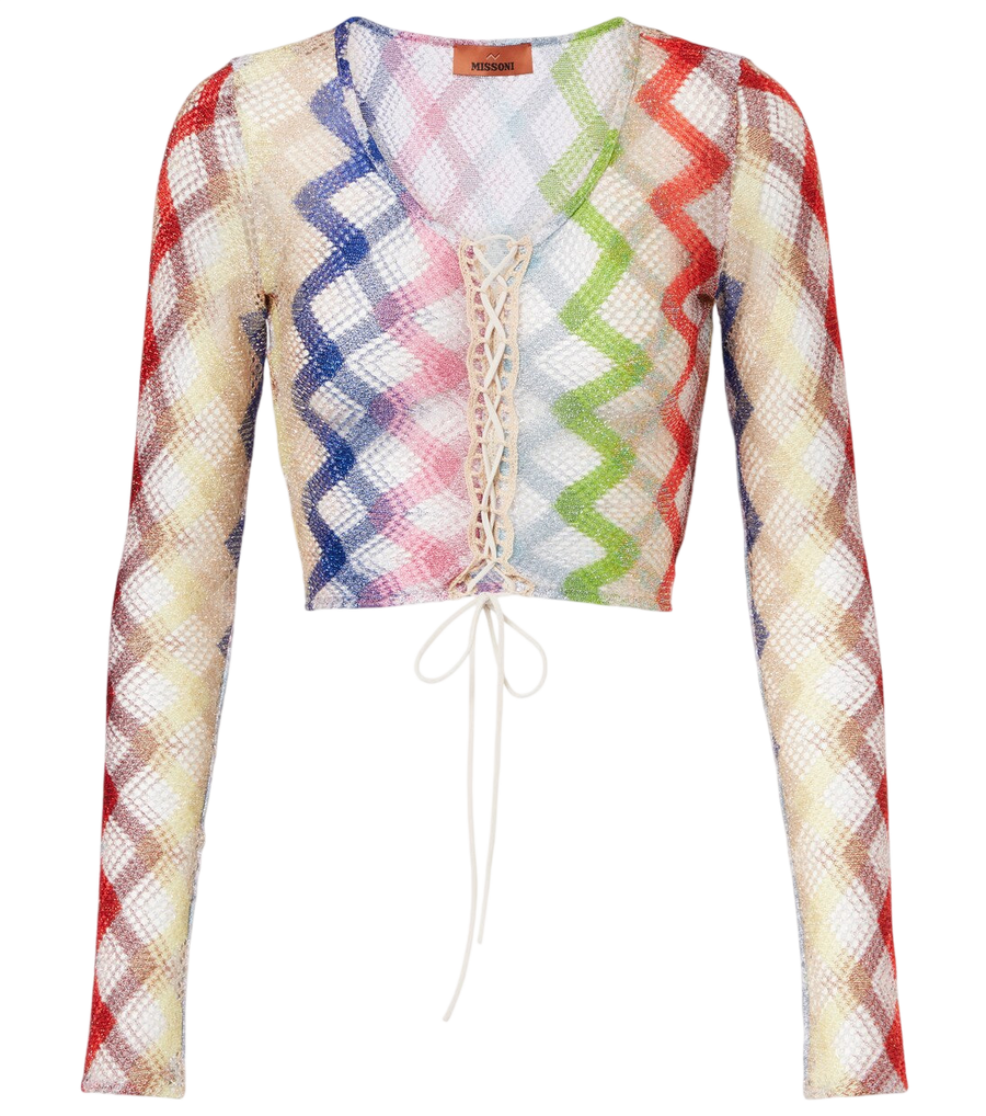 Crop top en crochet à motif zigzag Missoni