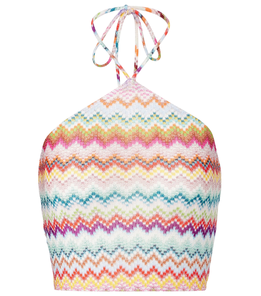 Crop top dos nu en lamé à motif zigzag Missoni