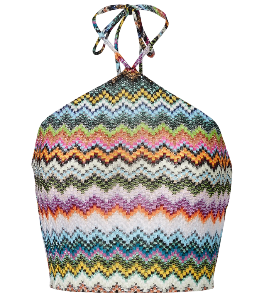 Crop top dos nu en lamé à motif zigzag Missoni