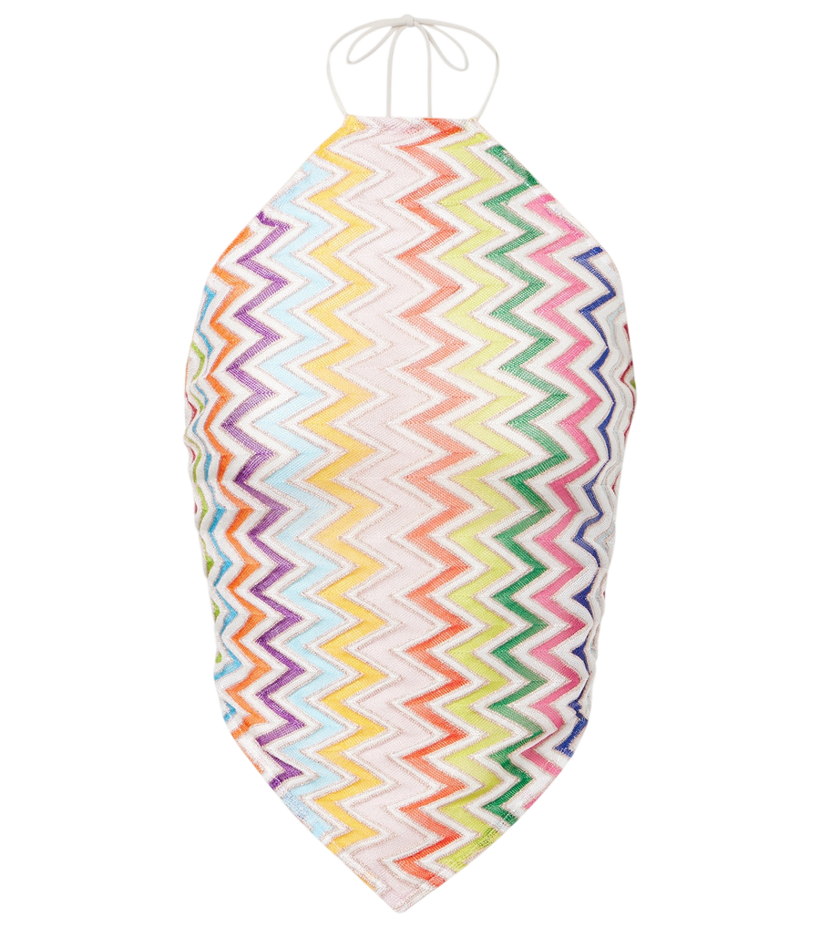 Missoni Zigzag knitted open-back halterneck top