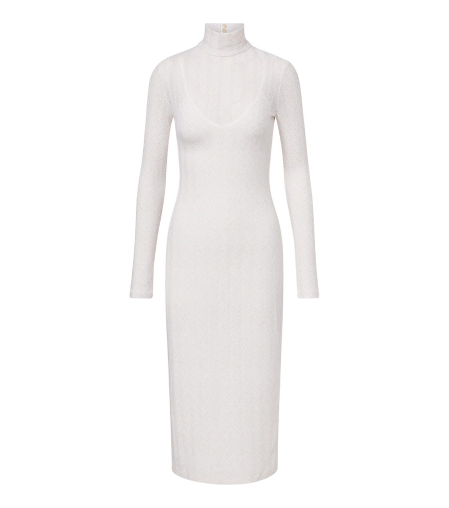 Missoni Zigzag knitted turtleneck midi dress