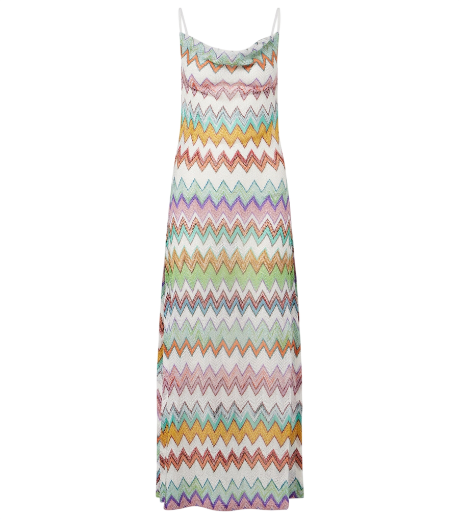 Vestido largo de lamé con zigzag de Missoni