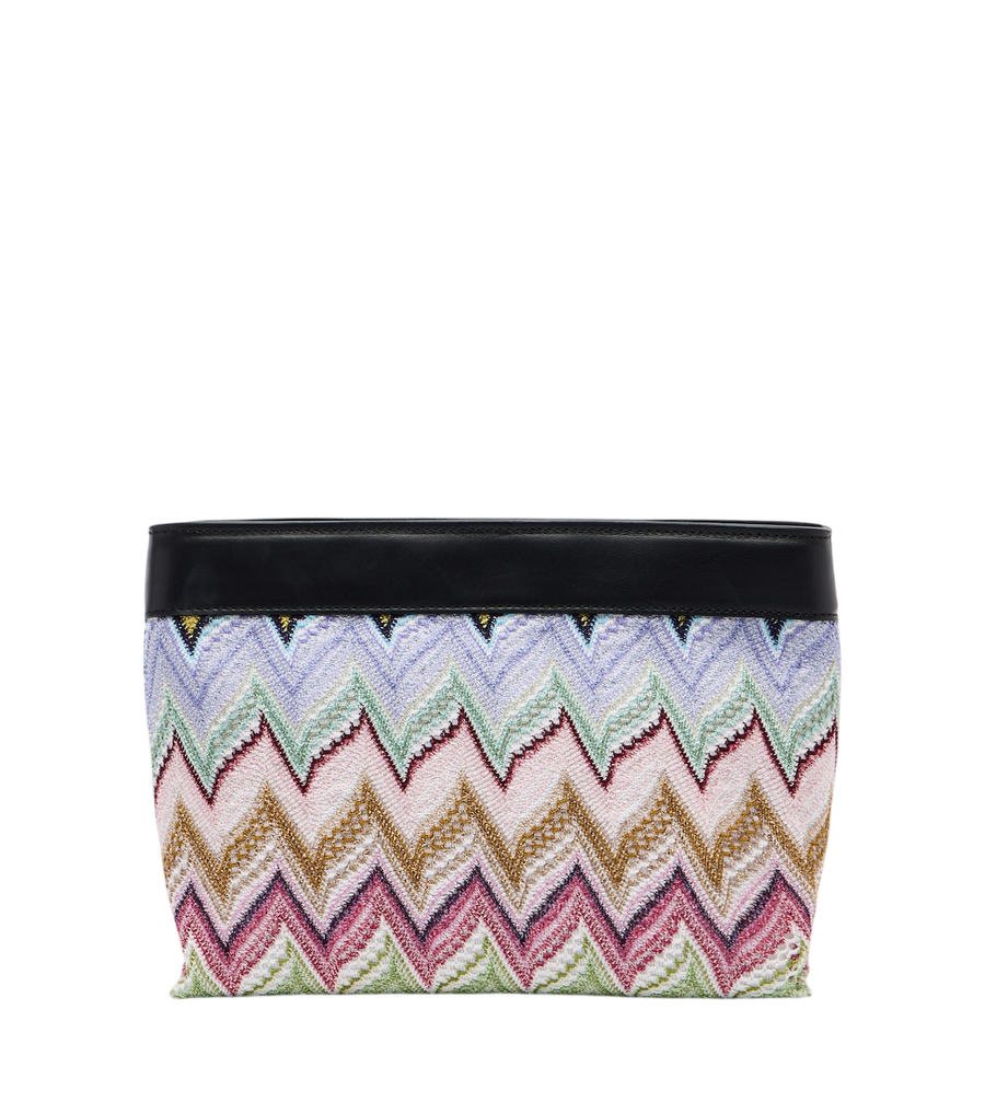 Pochette Missoni en lamé avec garnitures en cuir à motif zigzag