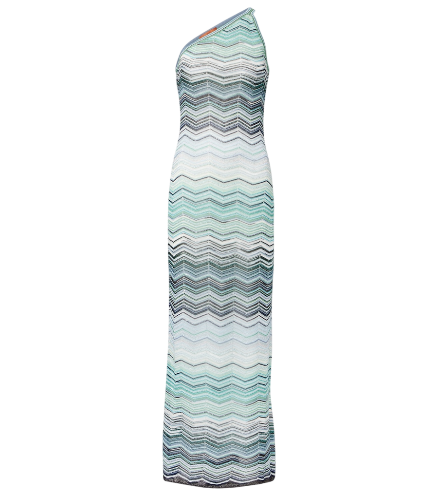 Missoni Zigzag one-shoulder lamé maxi dress