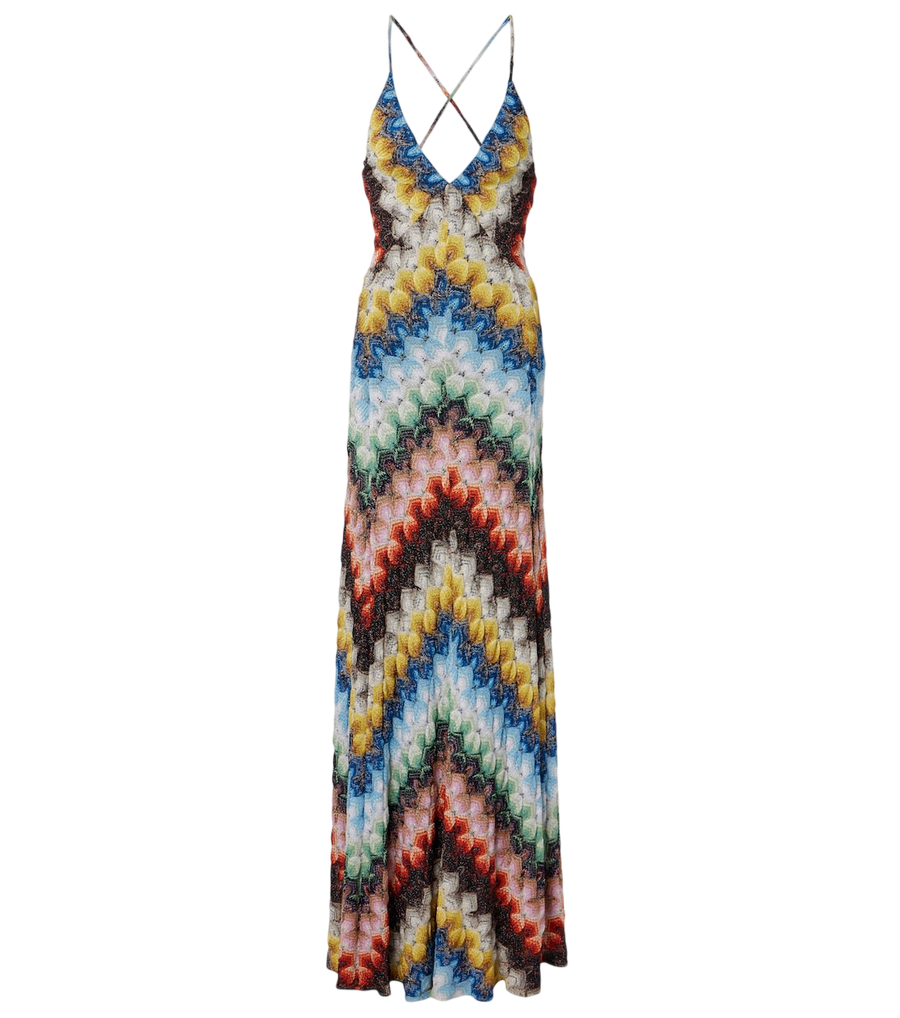 Missoni Abito lungo Zigzag in lamé con schiena scoperta