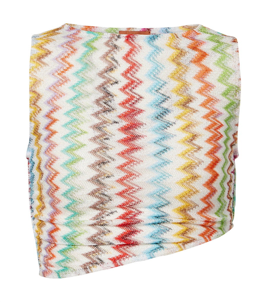 Missoni Zigzag ruched lamé crop top