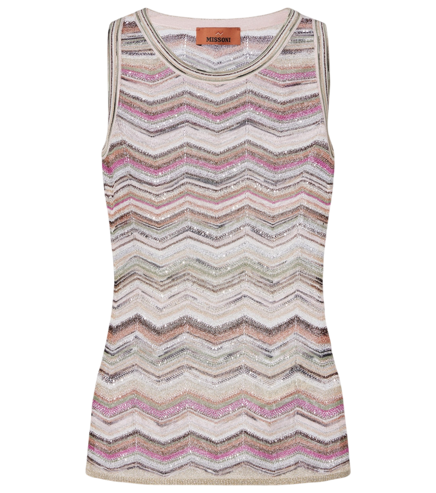 Top de lamé con lentejuelas y diseño en zigzag de Missoni
