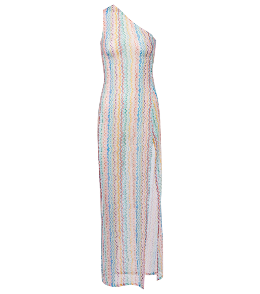 Missoni Zigzag sheer one-shoulder maxi dress