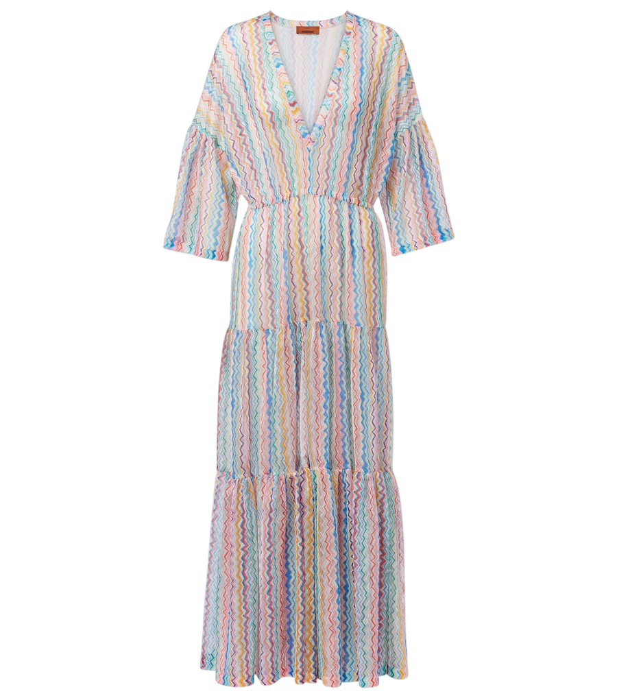 Missoni Zigzag sheer tiered beach dress
