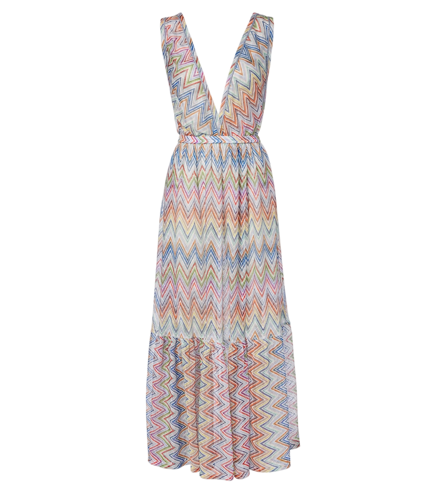 Vestido de playa de tul con volantes y zigzag de Missoni