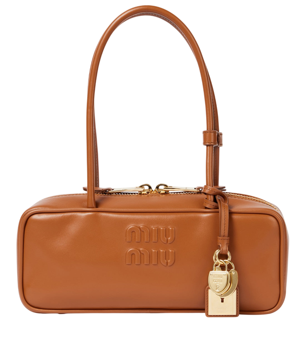 Miu Miu Beau logo embossed leather tote bag