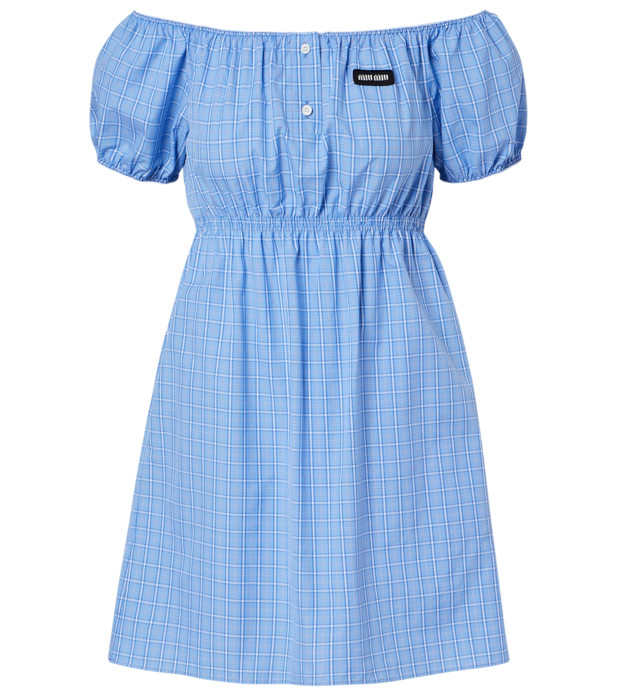 Miu Miu Checked cotton poplin minidress