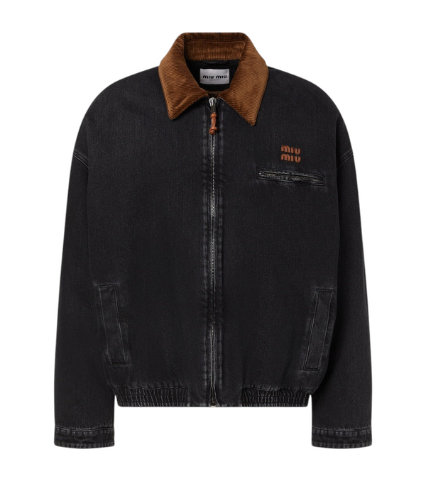 Miu Miu Corduroy-trimmed denim blouson jacket
