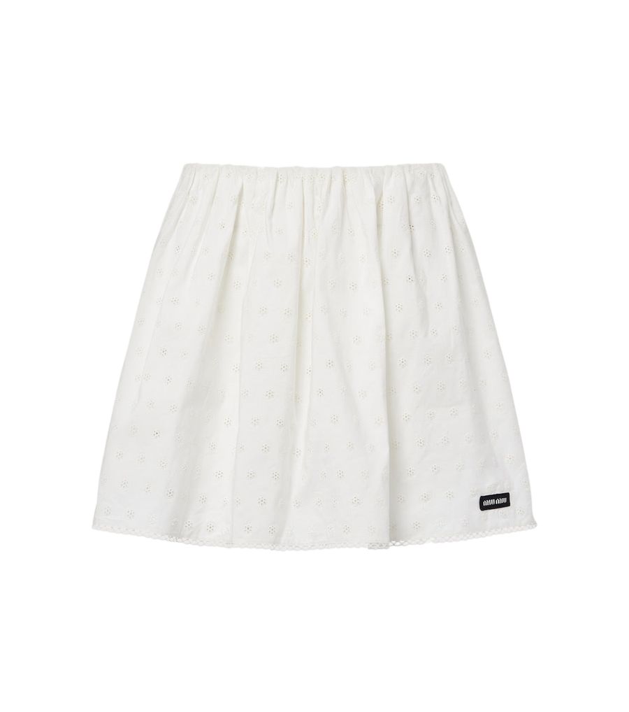 Miu Miu Cotton and linen-blend poplin miniskirt