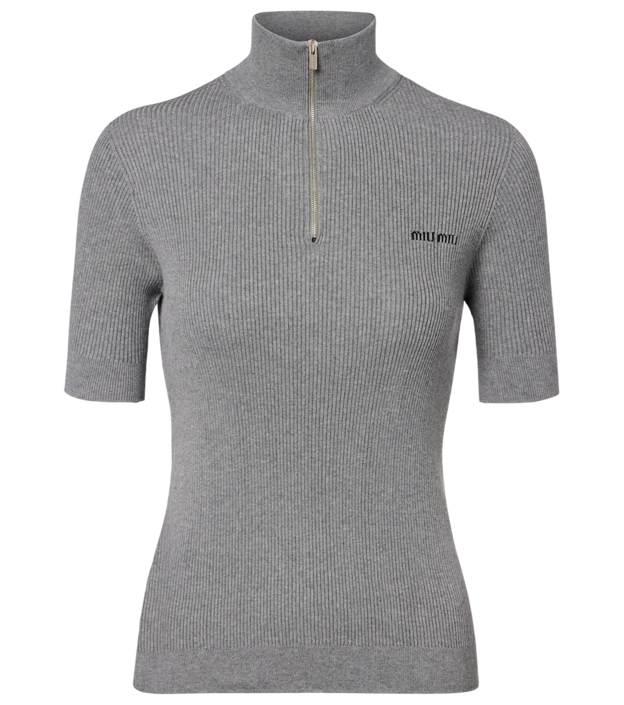 Pull demi-zip en coton Miu Miu
