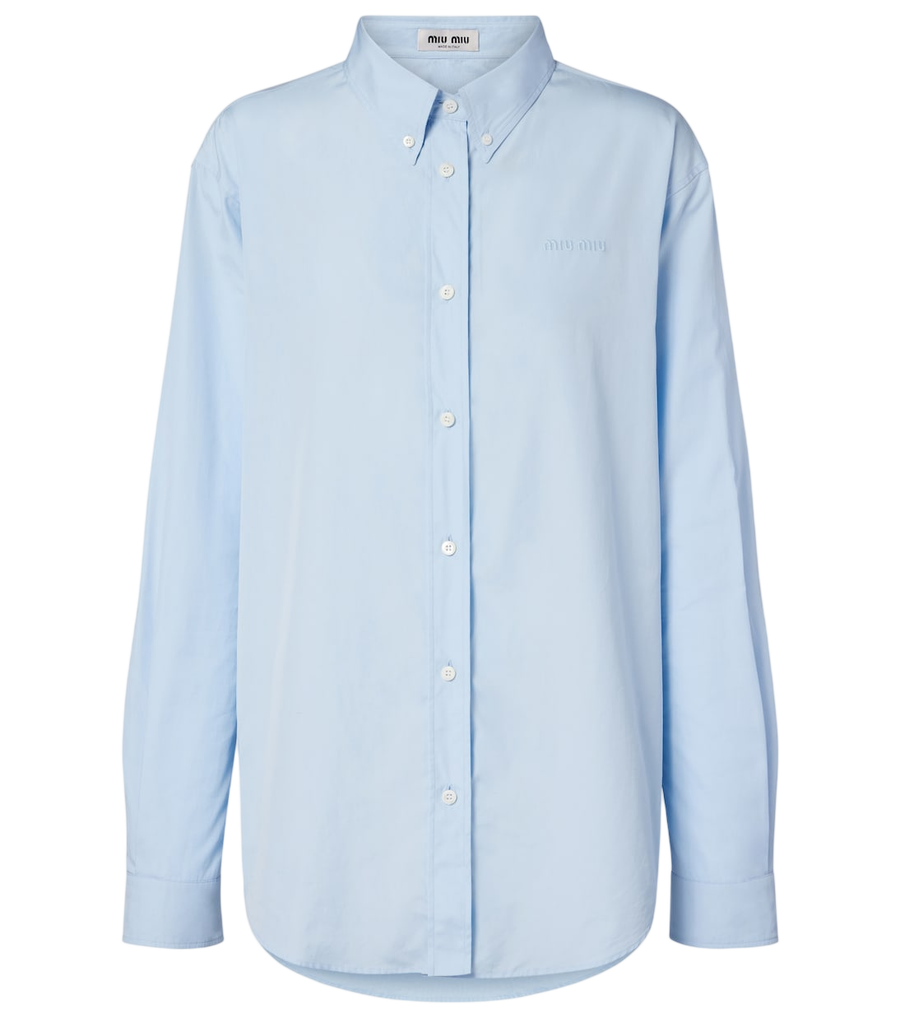 Camisa de popelina de algodón Miu Miu